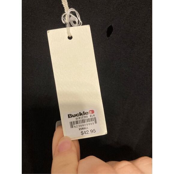 Gilded Intent XS NWT The Buckle black distressed dress high low - Picture 9 of 9